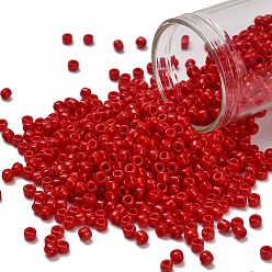 (45) Opaque Pepper Red Тохо 8/0 круглые бусины, японский бисер, (45) непрозрачный перец красный, 3 мм, отверстие : 1 мм, Около 1111 шт / 50 г