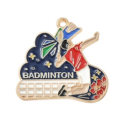 Другие Подвески из спортивного сплава с эмалью, золотые, бадминтон, 28x29x1.5 мм, отверстие : 1.8 мм