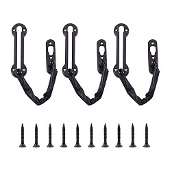 Negro Cerradura de puerta de barra oscilante de acero inoxidable, accesorios de cierre trasero con cierre antirrobo, negro, 128x35x8.5 mm, agujero: 4 mm