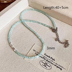 Амазонит Ожерелья из круглых бусин из натурального амазонита для женщин, 15.75 дюйм (40 см)