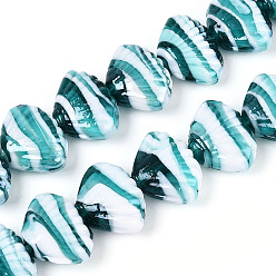 Светлый Морско-зеленый Бусины лэмпворк , формы раковины, жемчужные, светло-зеленый, 15.5~17.5x22~23.5x9.5~11 мм, отверстие : 1.5~2.5 мм