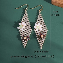 Rhombus Женские серьги со стразами, золотые, ромб, 70x20 мм