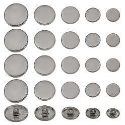 Черный Цвет Металла 100шт 5 стили пуговицы из сплава, 1-луночное, плоско-круглые, металлический черный , 11.5~20x7 мм, отверстие : 2 мм, 20 шт / стиль