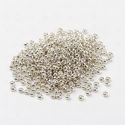 Silver 8/0 Grade A Round Glass Seed Beads, Dyed, Silver, 3x2mm, Hole: 1mm, about 10000pcs/pound