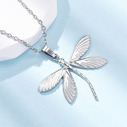 Нержавеющая Сталь Цвет Стрекоза 304 ожерелья из нержавеющей стали с подвеской, цвет нержавеющей стали, 18.11 дюйм (46 см)