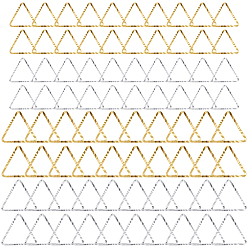 (52) Непрозрачная лаванда 80шт. 4 стили латунные соединительные кольца, долговечный, без кадмия и без свинца, треугольные, настоящее 24k золото и 925 покрытие из стерлингового серебра, 8~11x9~12x1 мм, внутренний диаметр: 6~9.5x6~10 мм, 20 шт / стиль