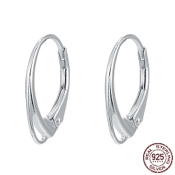 Серебро 925 серьги-кольца из стерлингового серебра с рычажной спинкой., серебряные, 17x11x1.5 мм, отверстие : 3.5x1 мм, штифты : 0.8 мм, о 15pairs / 20g