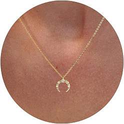 Рог Латунные ожерелья с подвесками для женщин, золотые, двойной рог, 17.72 дюйм (45 см)