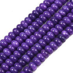 Индиго Окрашенные природные белый нефрит бисер пряди, рондель, индиговые, 10x6 мм, отверстие : 1.2 мм, около 63 шт / нитка, 14.88'' (37.8 см)