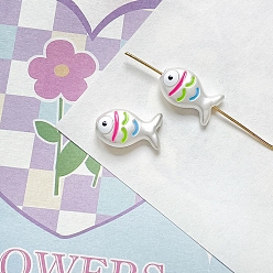 Белый Дым Милые бусины из эмали из сплава, рыба, серый, 9x15 мм, отверстие : 1.7 мм