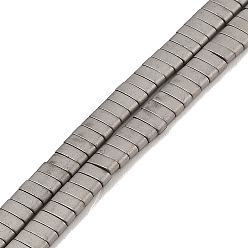 Silver Plated Electroplated Frosted Non-magnetic Synthetic Hematite Beads Strands, Rectangle, 2-Hole, Silver Plated, 5x2x2mm, Hole: 0.8mm, about 193pcs/strand, 8.27 inch(21cm)