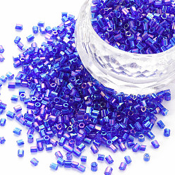 Розово-Коричневый Стеклярус, прозрачные цвета радуги, розово-коричневый, 2.5~3x2 мм, отверстие : 0.9 мм, Около 15000 шт / фунт