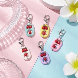 Красный Подвесные украшения из акрила и синтетической бирюзы, с цинковым сплавом застежками омаров коготь, газировка / язычок, красные, 39.5 мм