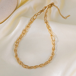 Золотой 304 нержавеющая сталь 3 многослойная перекрещенная круглая змейка цепочка круглые бусины цепи ожерелья для женщин, золотые, 15.75 дюйм (40 см)