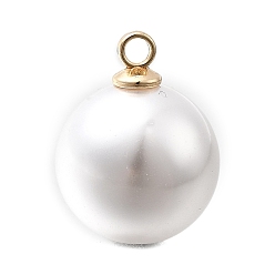 Белый Подвески из АБС-пластика с жемчугом, круглые, с петлей из золотого сплава, белые, 18x13.5 мм, отверстие : 1.8 мм