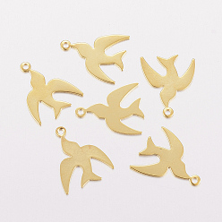 Golden 201 Stainless Steel Charms, Swallow, Golden, 14x11x0.4mm, Hole: 1mm