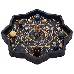 Черный 2 шт. 2 стили держатель для курильницы из латуни и сосны, домашний офис чайхана дзен буддийские принадлежности, лотос, чёрные, 34~250x9~24.5 мм, 1 шт / стиль