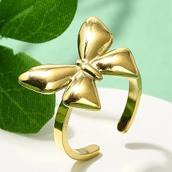 Настоящее золото 18K 304 открытая манжета из нержавеющей стали для женщин, бабочка, реальный 18 k позолоченный, Бабочка: 17x20 mm, регулируемый