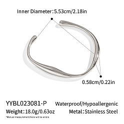 Нержавеющая Сталь Цвет Элегантные 304 открытые браслеты-манжеты из нержавеющей стали для женщин, цвет нержавеющей стали, внутренний диаметр: 2-1/8 дюйм (5.53 см)