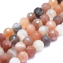 Multi-Moonstone Natural Multi-Moonstone Beads Strands, Faceted, Round, 10mm, Hole: 1mm, about 42pcs/Strand, 15.35 inch(39 cm)