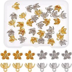 Gemischte Farbe 32 Stk. 2 Farben Messing Charms, Blume, Gemischte Farbe, 8x9 mm, Bohrung: 1.5 mm, 16 Stk. je Farbe