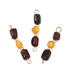 Amber Natural Amber Connector Charm, Nuggest Links, with Golden 304 Stainless Steel Eye Pins, 32~34.
5x5.5~6.5x5~5.5mm, Hole: 1.8~2mm