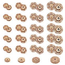 Light Gold 24Pcs 4 Style Alloy & Brass Snap Buttons, Sew on Press Buttons, Garment Buttons, for Costume Jacket Coat Accessories, Light Gold, 15~24.5x6~7mm, 6pcs/style