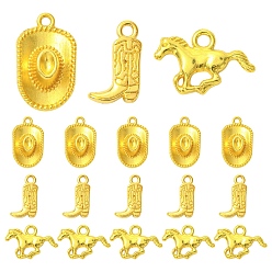 Золотой 30 шт 3 стили подвески из сплава в тибетском стиле, западные ковбойские обереги, разнообразные, золотые, 14~22.5x11~21x2~6 мм, отверстие : 1.6~2.5 мм, 10 шт / стиль