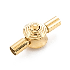 Golden 304 Stainless Steel Bayonet Clasps, Flat Round, Real 18K Gold Plated, 21x8.5x9.5mm, Hole: 3mm