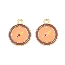 Marron Sablonneux Pendentifs en émail , charmes de la boussole, or, Sandy Brown, 20.5x17x1mm, Trou: 2mm