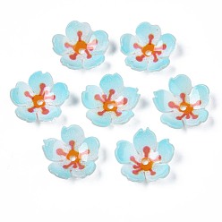 Bleu Ciel Clair Des perles en plastique, fleur, lumière bleu ciel, 17~17.5x18x4.5mm, Trou: 1.6mm