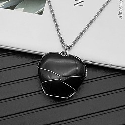 Black Agate Natural Dyed & Heated Black Agate Pendant Necklaces, 19.69 inch(50cm)