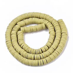 Light Khaki Handmade Polymer Clay Beads Strands, for DIY Jewelry Crafts Supplies, Heishi Beads, Disc/Flat Round, Light Khaki, 6x0.5~1mm, Hole: 1.8mm, about 290~320pcs/strand, 15.75 inch~16.14 inch(40~41cm)