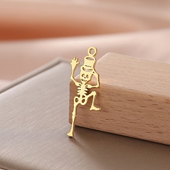 Настоящее золото 18K Шкентели нержавеющей стали, скелет, реальный 18 k позолоченный, 28x13 мм