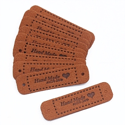 Сиена Прямоугольник со словом ручная работа с любовью этикетка из искусственной кожи, для джинсов своими руками, , обуви, аксессуары для шляп, цвет охры, 55x15 мм