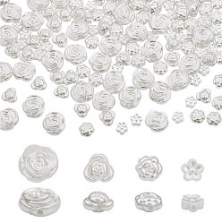Couleur Mélangete 300 pcs 4 style abs en plastique imitation perles de perles, fleur, couleur mixte, 8.5~17x8.5~16.5x4~7.5mm, Trou: 1.6~2mm, 75 pcs / style