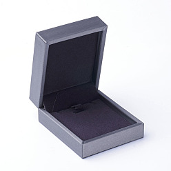 Gray PU Leather Pendant Boxes, Rectangle, Gray, 7.4x8.5x3.7cm