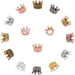 Mixed Color Alloy European Beads, Large Hole Beads, Crown, Mixed Color, 10.5x7mm, Hole: 6mm, 8 colors, 6pcs/color, 48pcs/box