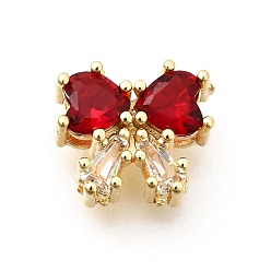 Золотой Бантом латунные микро проложить кубического циркония бусы, стойки покрытие, долговечный, без свинца и без кадмия, золотые, 8.5x9.5x5 мм, отверстие : 1.2 мм