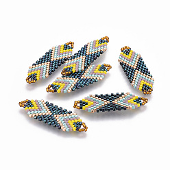 Разноцветный Японский бисер miyuki & toho ручной работы ссылки, Ткацкий станок, красочный, 35~36.5x12.5x2 мм, отверстие : 2x3 мм