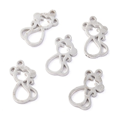 Нержавеющая Сталь Цвет Не тускнеющие 304 подвески из нержавеющей стали, лазерная резка, обезьяна, цвет нержавеющей стали, 12x7x1.1 мм, отверстие : 1 мм