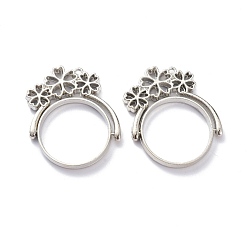 Platinum Alloy Open Back Bezel Pendants, Rotating Pendants, for DIY UV Resin, Epoxy Resin, Pressed Flower Jewelry, Flower, Platinum, 35x30x3.5mm, Hole: 1.4mm