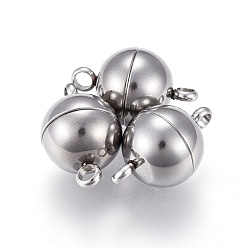 Нержавеющая Сталь Цвет Устойчивы к потускнению 201 магнитные застежки из нержавеющей стали с петлями, круглые, цвет нержавеющей стали, 19.5x12x12 мм, отверстие : 2.5 мм