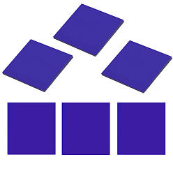 Blue 6Pcs Square Cobalt Glass, Teaching Apparatus, Blue, 50.5x51x3mm, 6pcs/bag