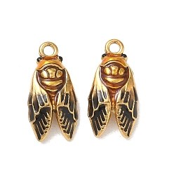 Insects 304 нержавеющей стальной эмали подвески, ионное покрытие (ip), реальный 18 k позолоченный, насекомые талисманы, 16x8x4 мм, отверстие : 1.5 мм