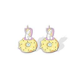 Желтый Акриловые серьги-гвоздики в виде единорога для женщин, желтые, 15 мм