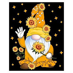 Gold Gnome/Dwarf Sunflower Star Pattern DIY Diamond Painting Kit, Including Resin Rhinestones Bag, Diamond Sticky Pen, Tray Plate and Glue Clay, Gold, 400x300mm