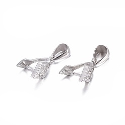 Платина Антикоррозийное родиевое покрытие 925 подвески из стерлингового серебра, с кубического циркония, с печатью 925, льда поручительств выбор щепотка, ромб, прозрачные, платина, 12x5x9 мм, отверстие : 4x3.5 мм, штифты : 0.7 мм, длина внутреннего шва: 6мм