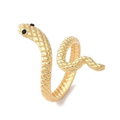 Настоящее золото 18K 304 открытые манжеты из нержавеющей стали, со стразами, змея, реальный 18 k позолоченный, 32 мм, внутренний диаметр: 17 мм