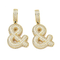 Другие Латунные микро проложить кубического циркония подвески, долговечный, стойки покрытие, без свинца и без кадмия, реальный 18 k позолоченный, и подписать, 26x20x4 мм, отверстие : 8x5 мм